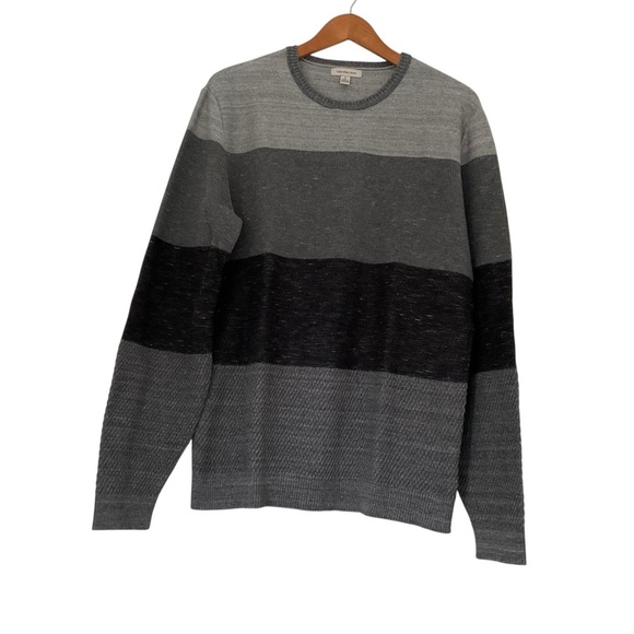 Calvin Klein Jeans Men's Colorblock Pullover Sz L Gray Crew Neck Knit Sweater - Picture 1 of 10